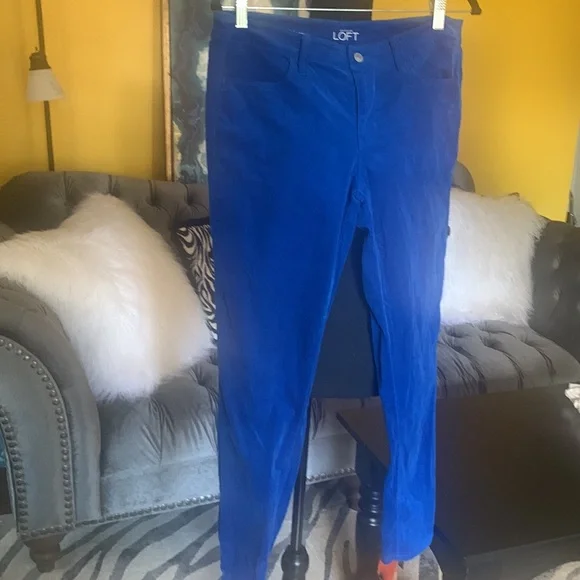 Ann Taylor LOFT super skinny blue corduroy skinny jeans - Picture 3 of 9